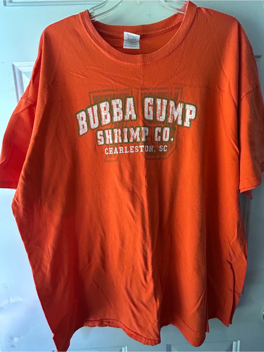 Gildan Orange Bubba Gump Shrimp Co. Short Sleeve T shirt Charleston SC Sz XXL